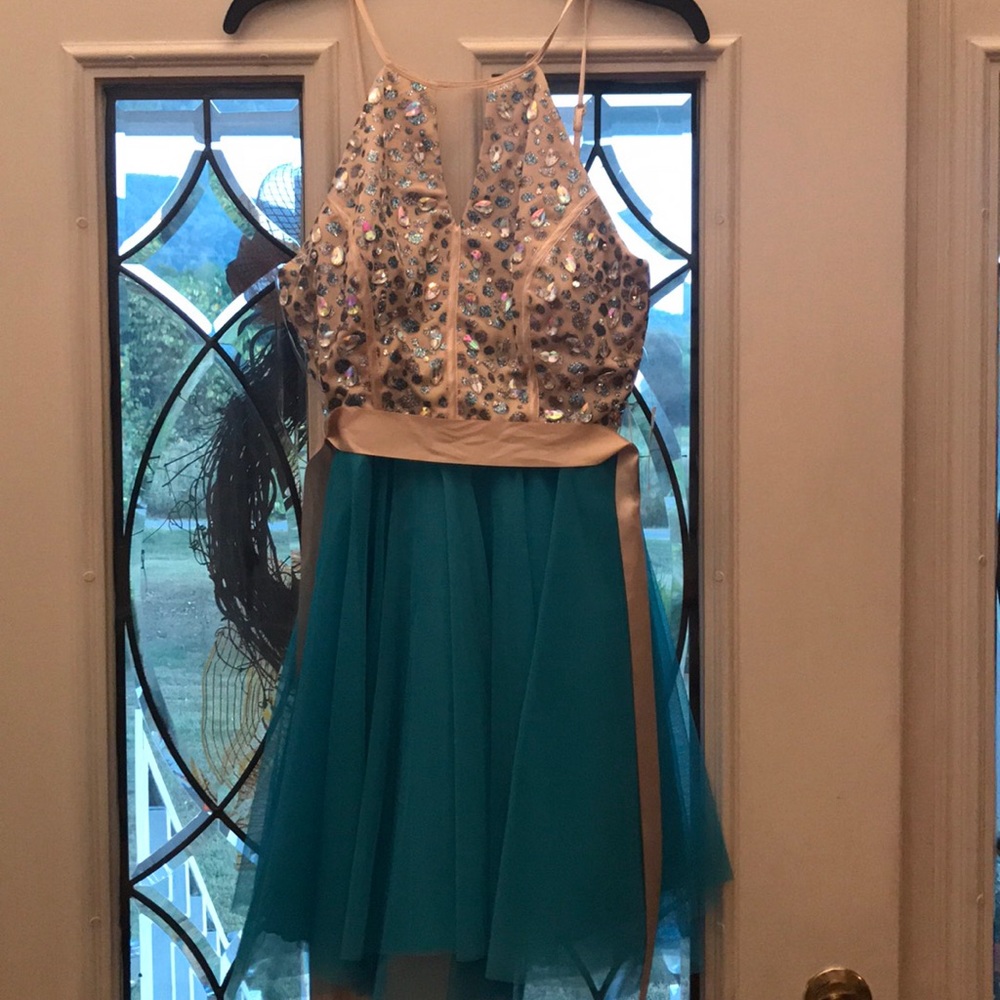 Turquoise blue homecoming dress